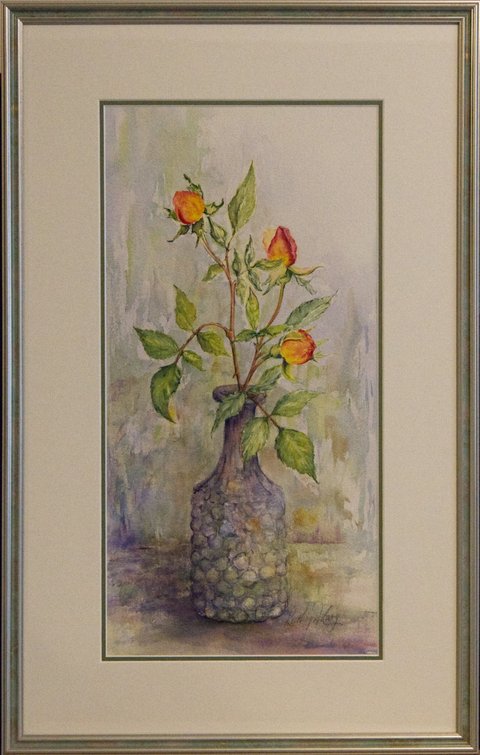 Rosebuds in a Violet Vase