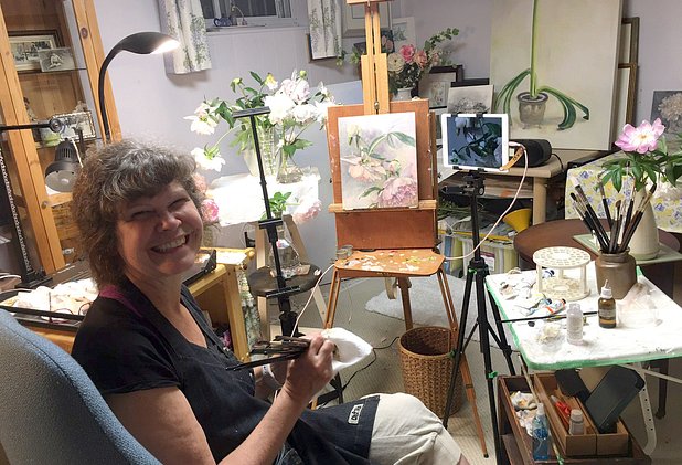 Kathy Painting Peonies